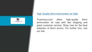 High Quality 9mm Ammunition For Sale  Truarmory.com