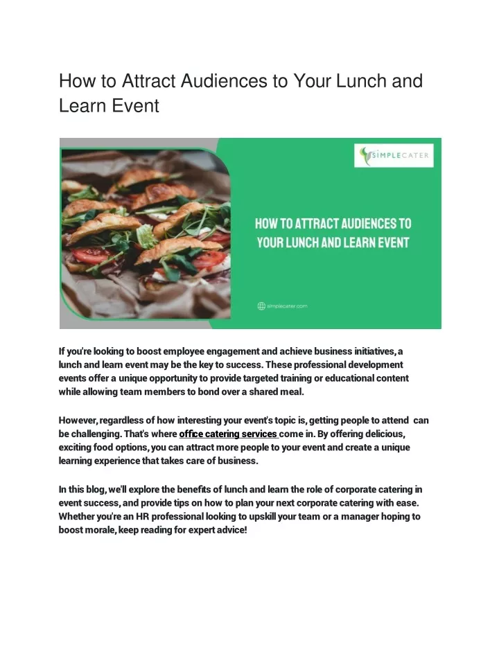 how to attract audiences to your lunch and learn event