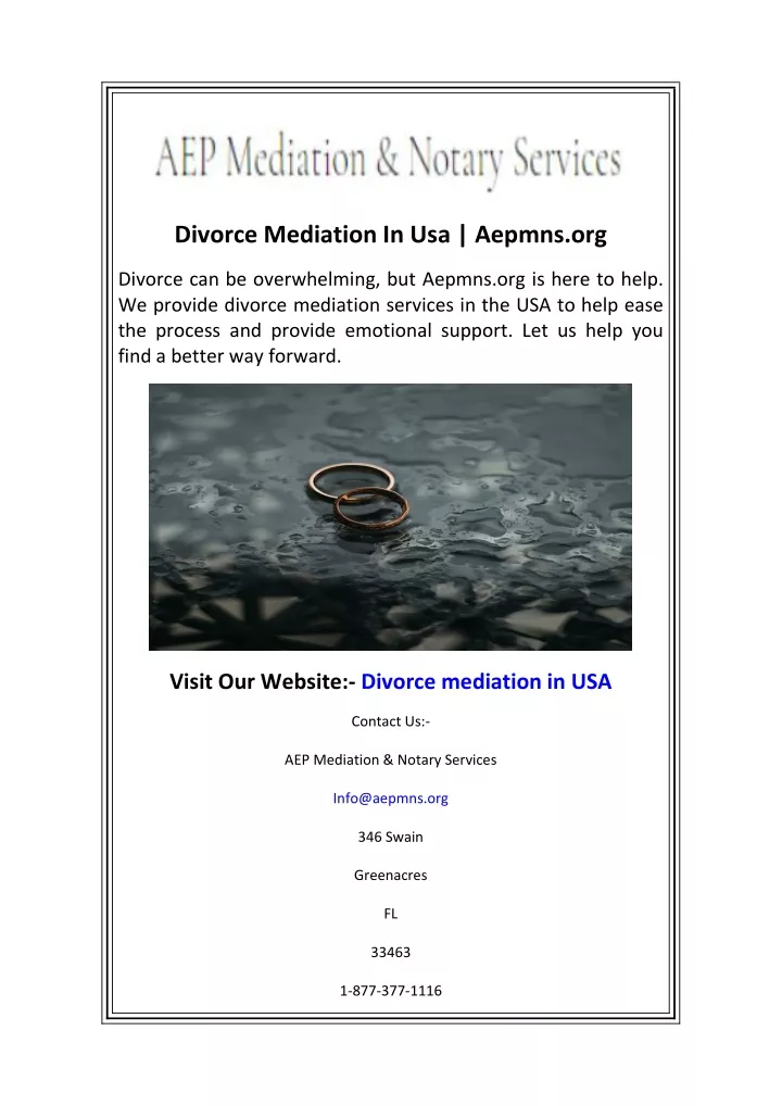 divorce mediation in usa aepmns org