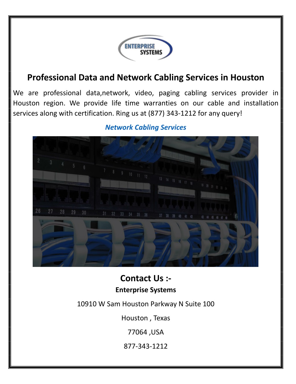 PPT - Professional Data and Network Cabling Services in Houston ...