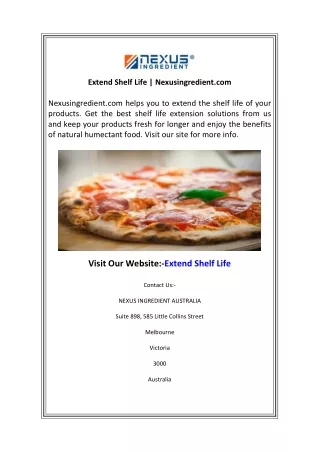 extend shelf life nexusingredient com