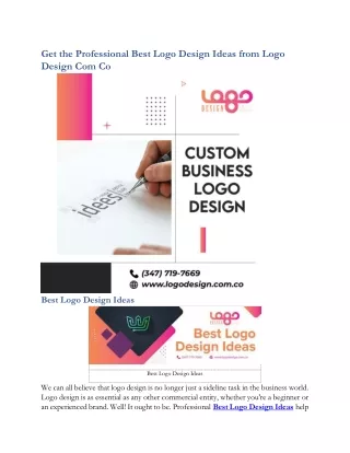 Get the Professional Best Logo Design Ideas from Logo Design Com Co
