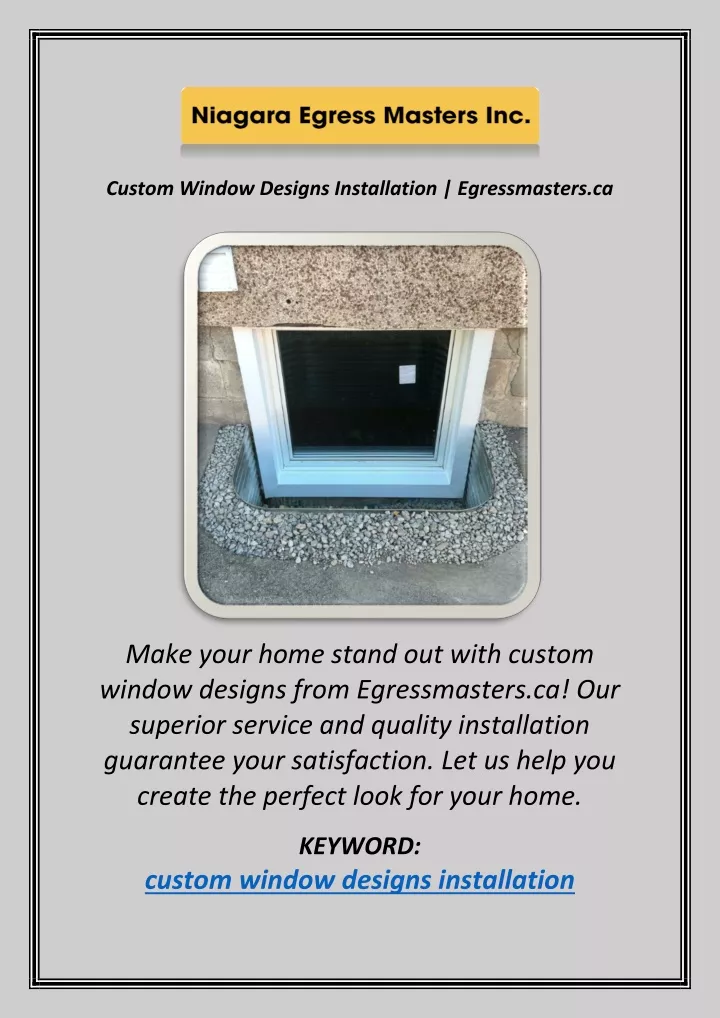 custom window designs installation egressmasters