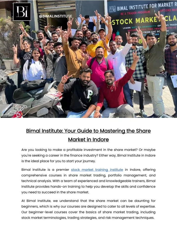 bimal institute your guide to mastering the share