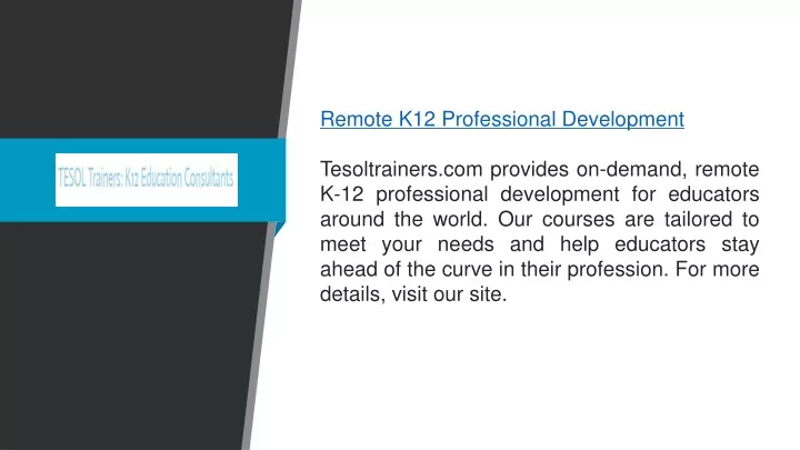 remote k12 professional development tesoltrainers