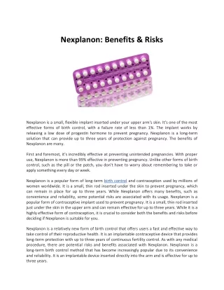 Nexplanon Benefits & Risks