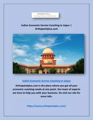 Indian Economic Service Coaching in Jaipur | Arthapointplus.com