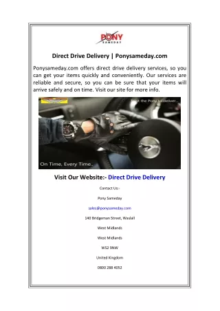 Direct Drive Delivery  Ponysameday.com