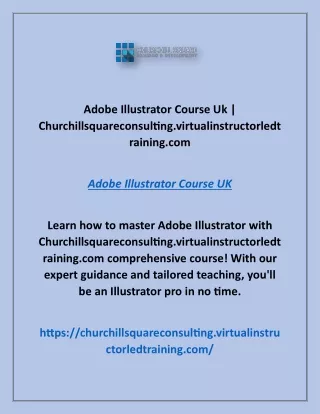 Adobe Illustrator Course Uk | Churchillsquareconsulting.virtualinstructorledtrai