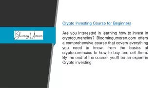 Crypto Investing Course for Beginners  Bloomingumoren.com