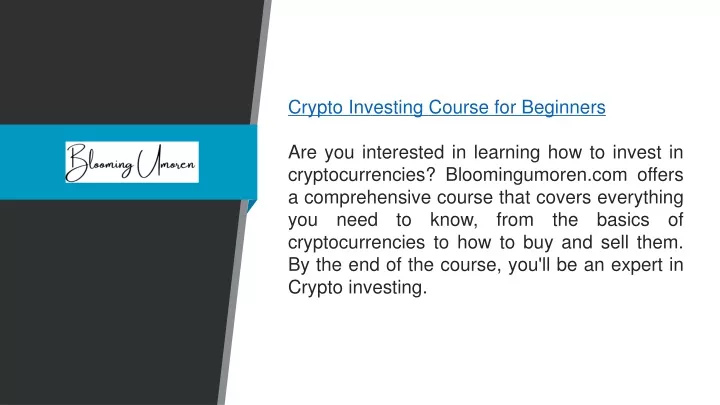 crypto investing course for beginners