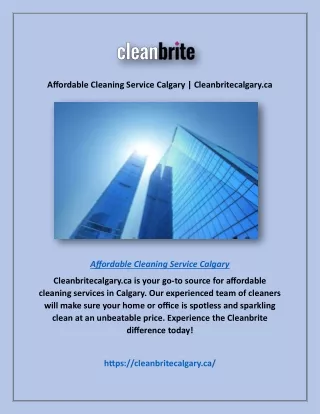 Affordable Cleaning Service Calgary | Cleanbritecalgary.ca