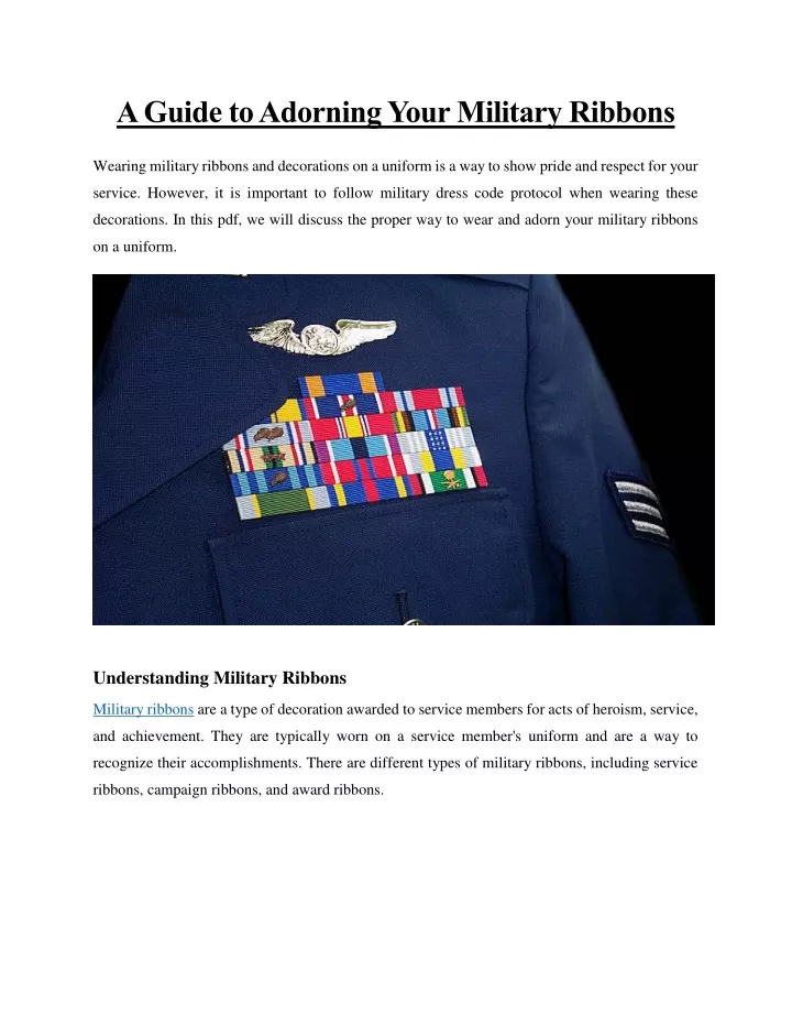a guide to adorning your military ribbons