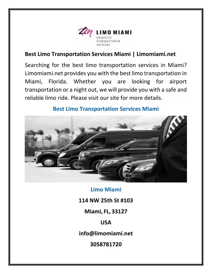 best limo transportation services miami limomiami