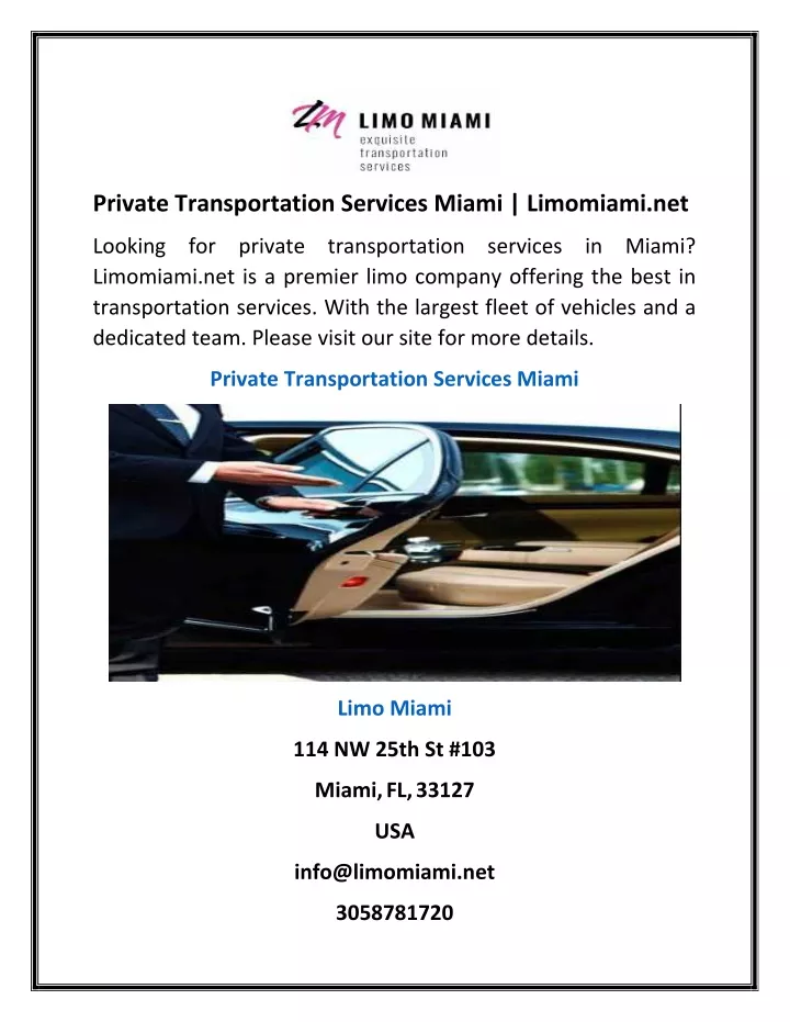 private transportation services miami limomiami