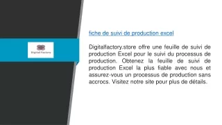 Feuille de suivi de production Excel  Digitalfactory.store