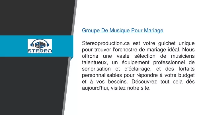 groupe de musique pour mariage stereoproduction