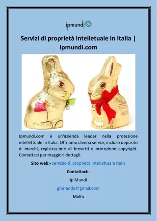 Servizi di proprietà intelletuale in Italia  Ipmundi