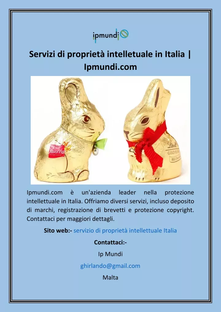 servizi di propriet intelletuale in italia