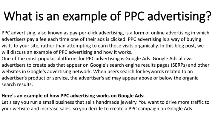 what is an example of ppc advertising