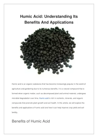 humic acid understanding its benefits