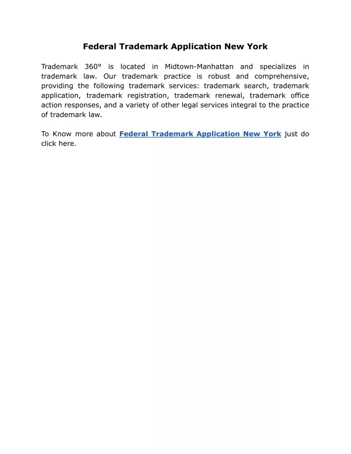 federal trademark application new york