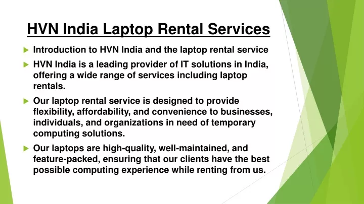hvn india laptop rental services