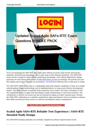 Updated Scaled Agile SAFe-RTE Exam Questions BUNDLE PACK