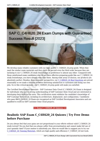 SAP C_C4H620_24 Exam Dumps with Guaranteed Success Result [2023]