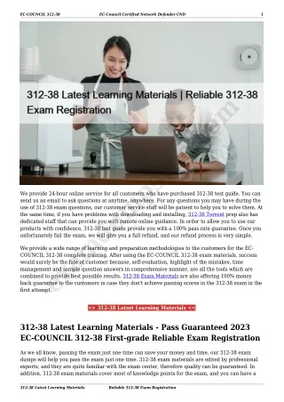 312-38 Latest Learning Materials | Reliable 312-38 Exam Registration
