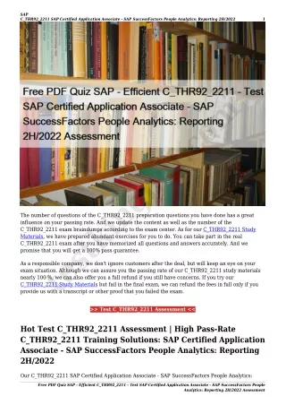 Free PDF Quiz SAP - Efficient C_THR92_2211 - Test SAP Certified Application Associate - SAP SuccessFactors People Analyt