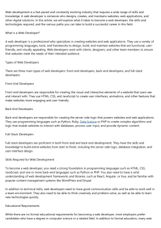 web development is a fast paced and constantly