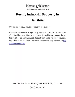 Buying Industrial Property in Houston?