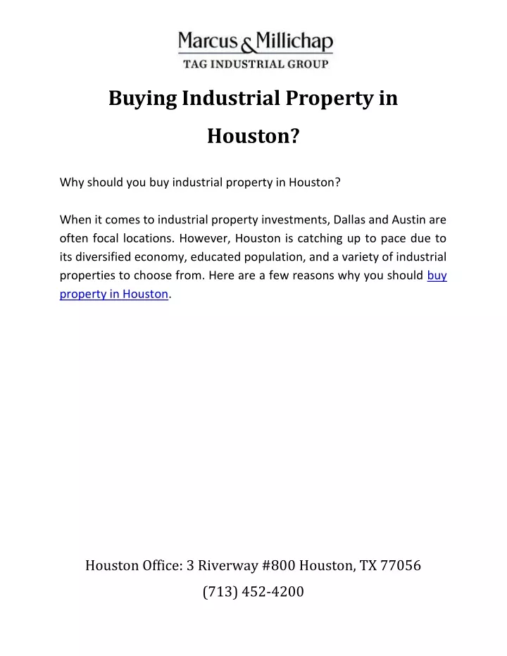 buying industrial property in