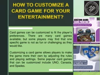 how to customize a card game for your