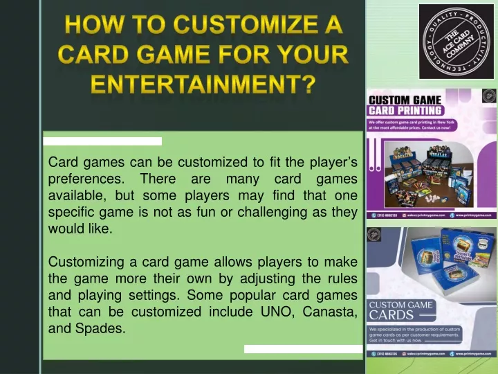 how to customize a card game for your