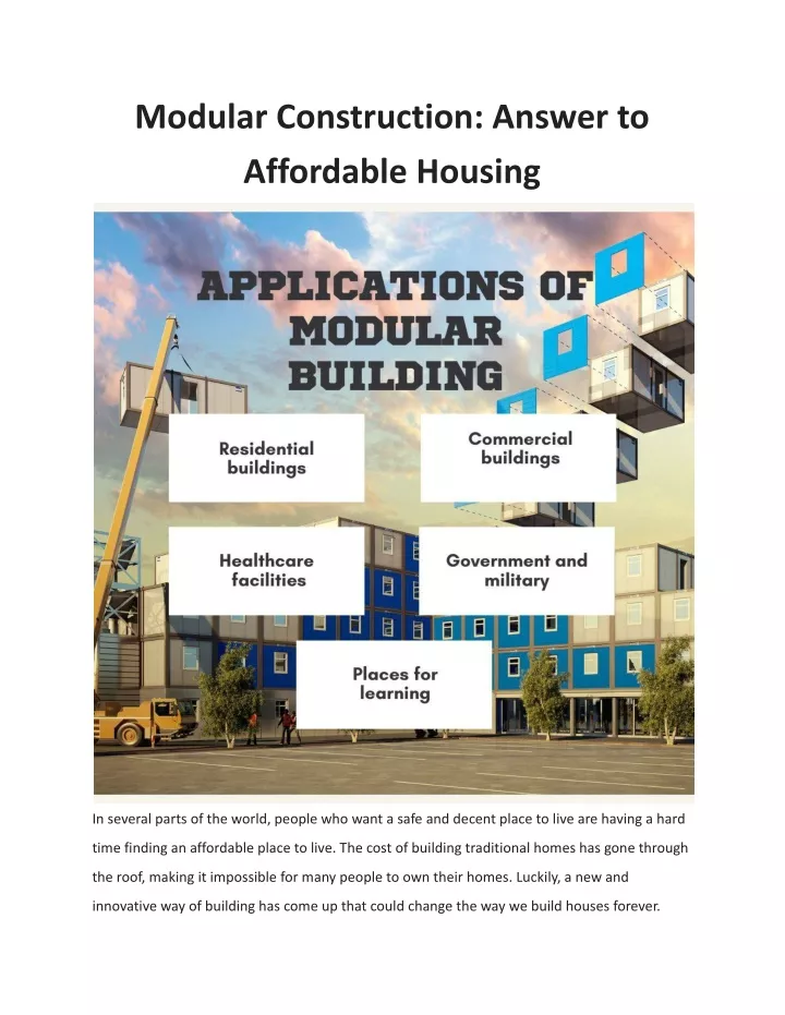 modular construction answer to affordable housing