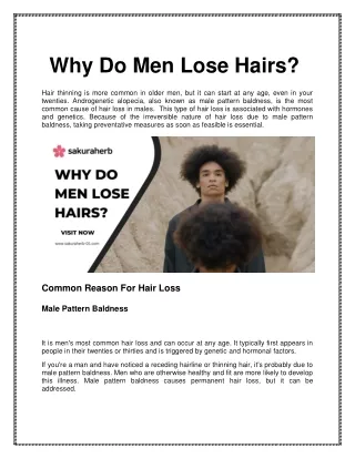 Why Do Men Lose Hairs?