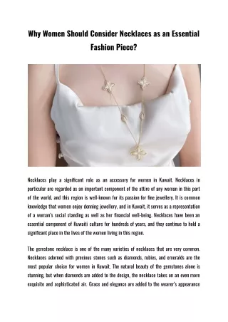 Why Women Should Consider Necklaces as an Essential Fashion Piece_