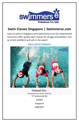 swim classes singapore swimmerse com