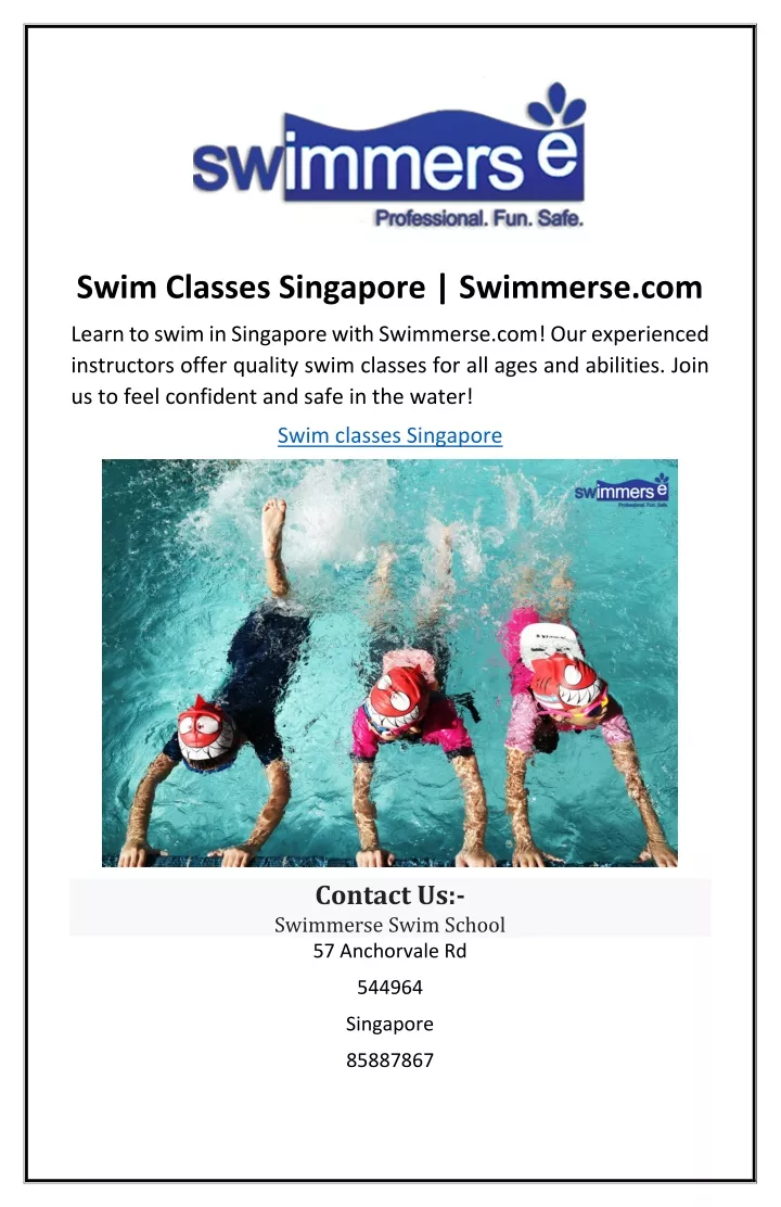 swim classes singapore swimmerse com