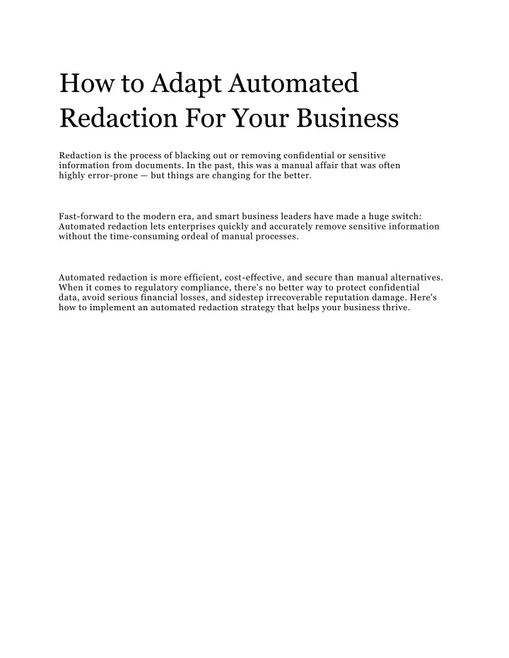 how to adapt automated redaction for your business