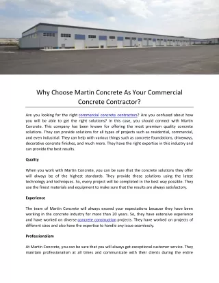 Why Choose Martin Concrete As Your Commercial Concrete Contractor