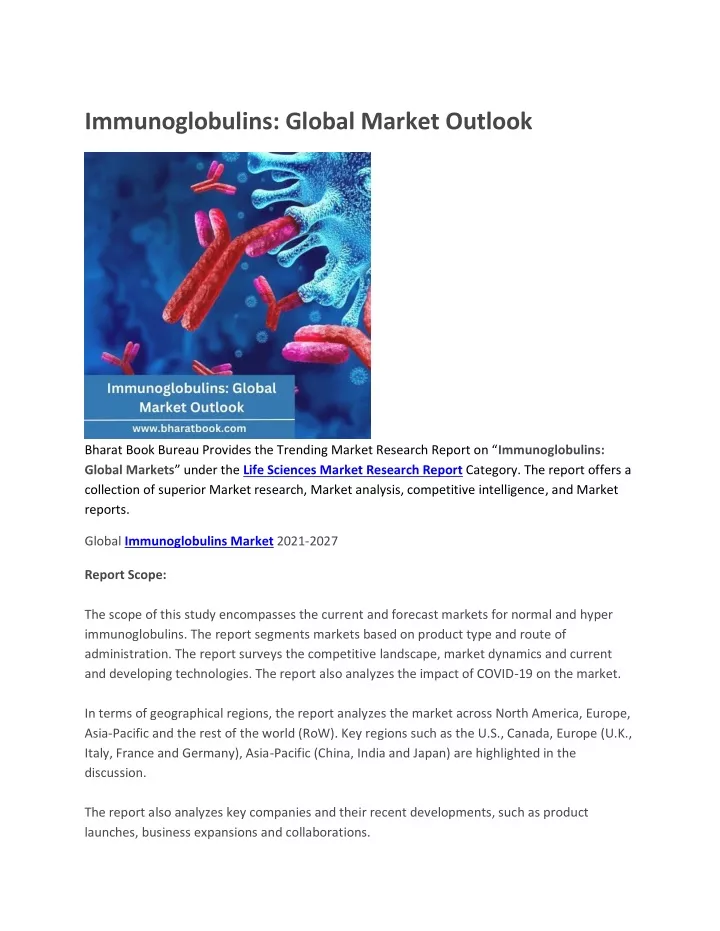 immunoglobulins global market outlook