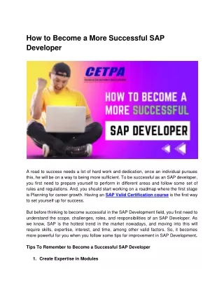 how to become a more successful sap developer