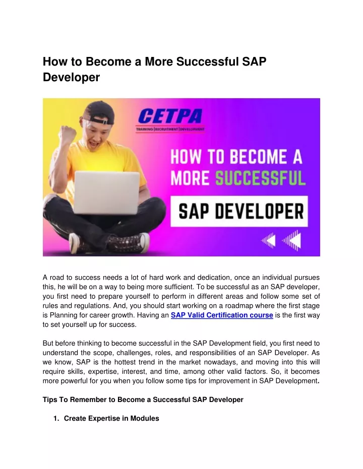 how to become a more successful sap developer