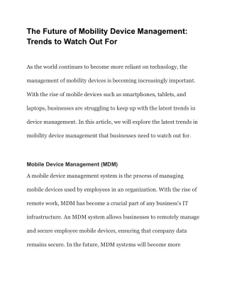 the future of mobility device management trends