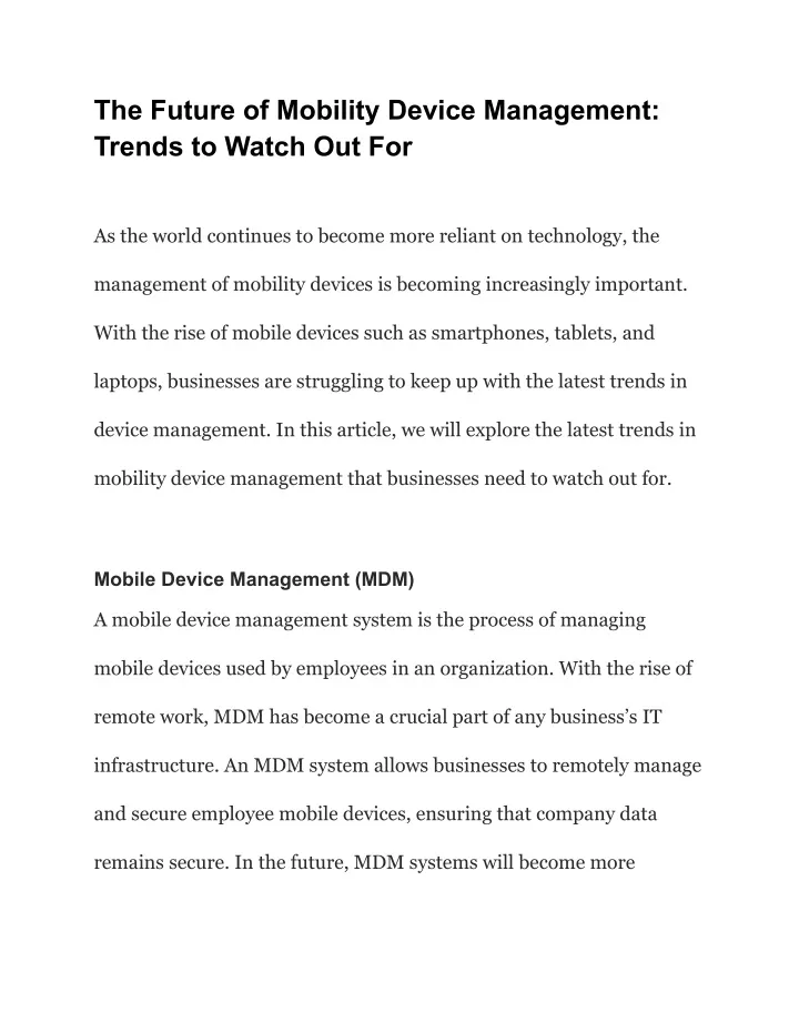 the future of mobility device management trends