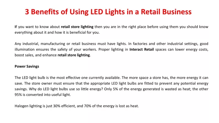3 benefits of using led lights in a retail