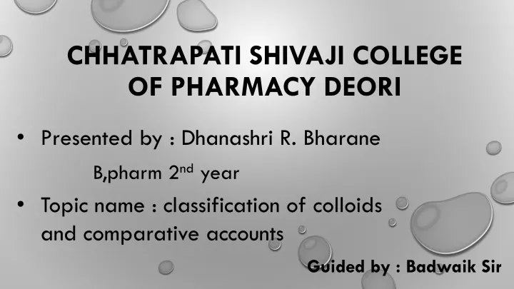 chhatrapati shivaji college of pharmacy deori